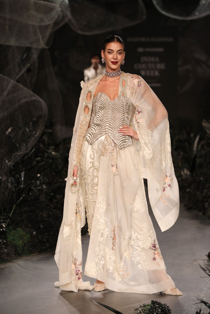 Silver corset top with pants set