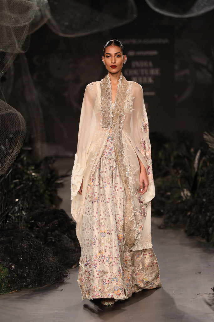 Organza drape cape with skirt set