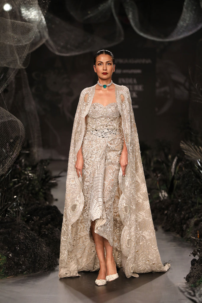 Cape with corset top and skirt set