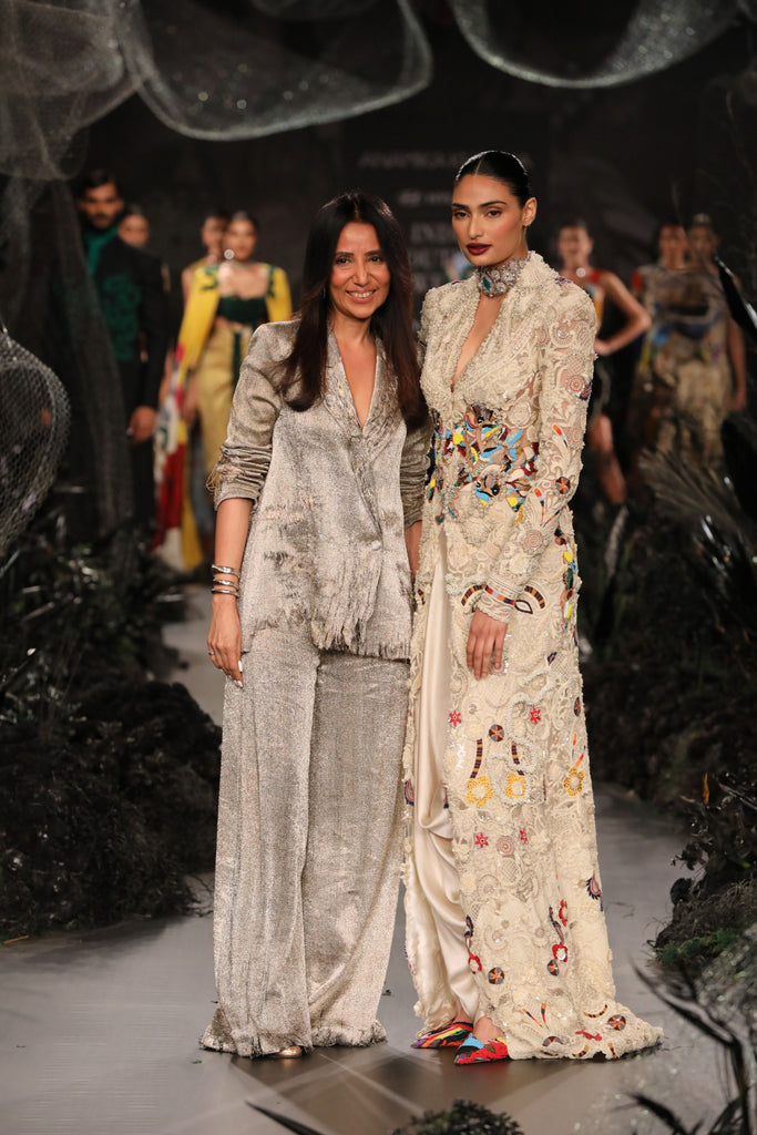 Silver aari pantsuit set