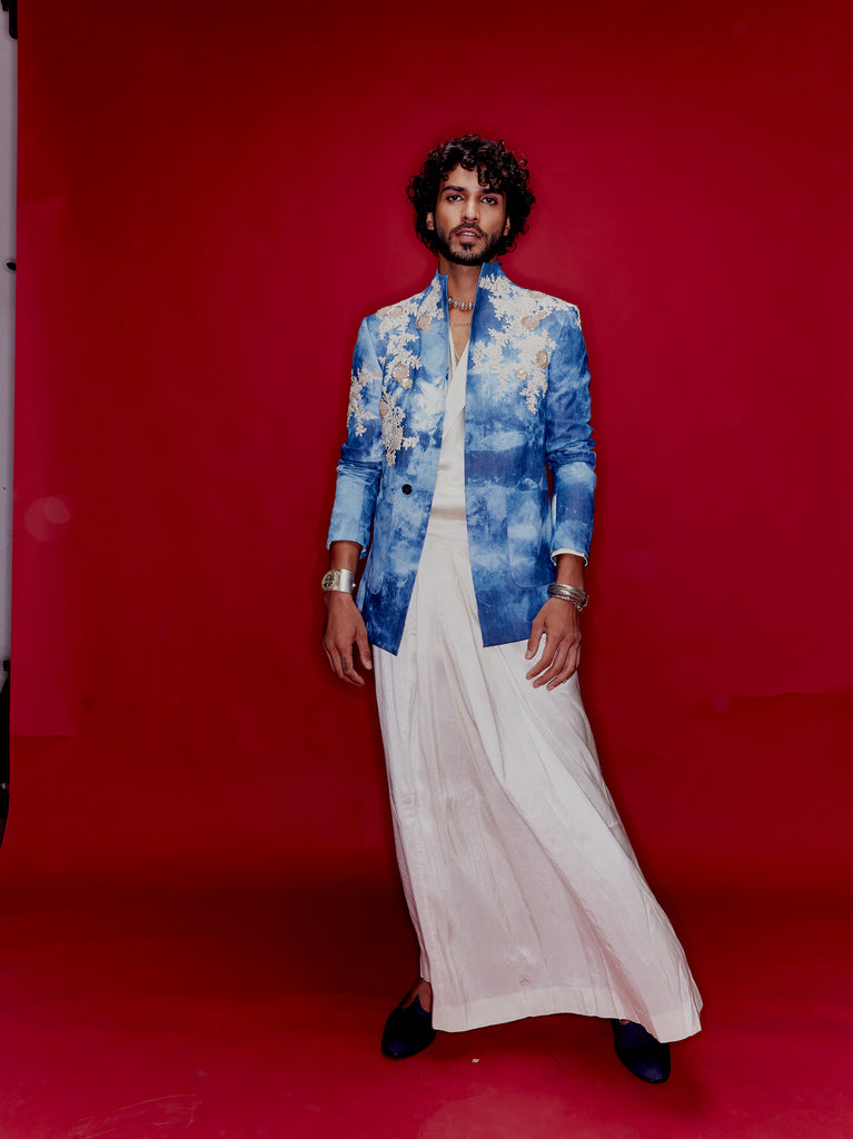 Bandhgala with single taar & zardozi Embroidery set