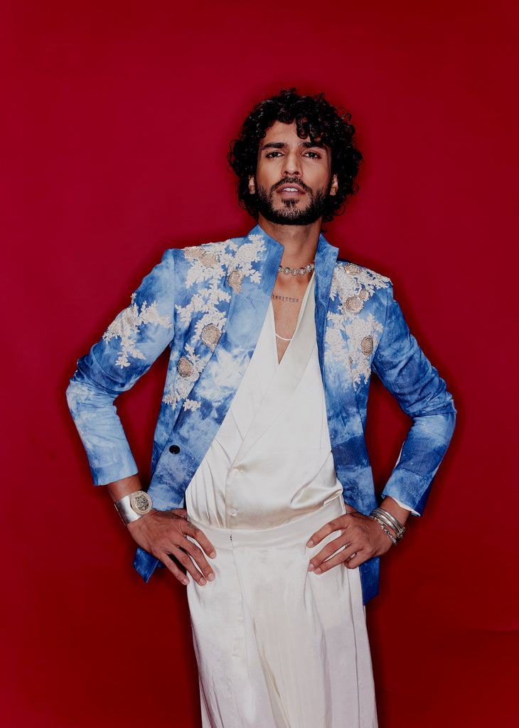 Bandhgala with single taar & zardozi Embroidery set