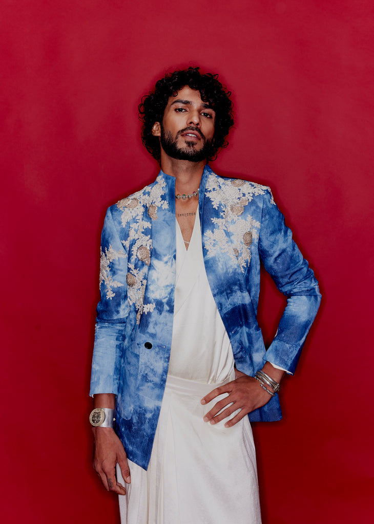 Bandhgala with single taar & zardozi Embroidery set