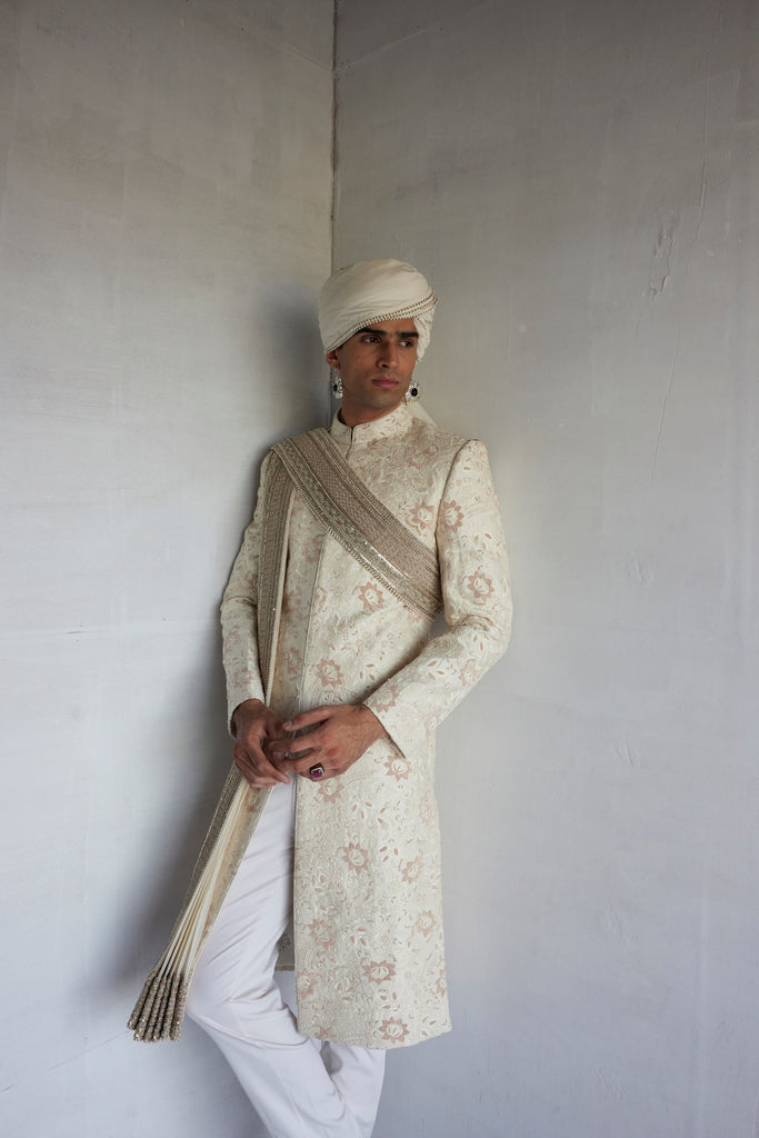 Floral Embroidery  Sherwani Set