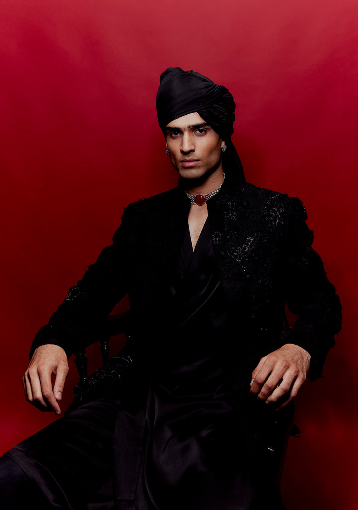 Shadded Sherwani with placement embroidery set