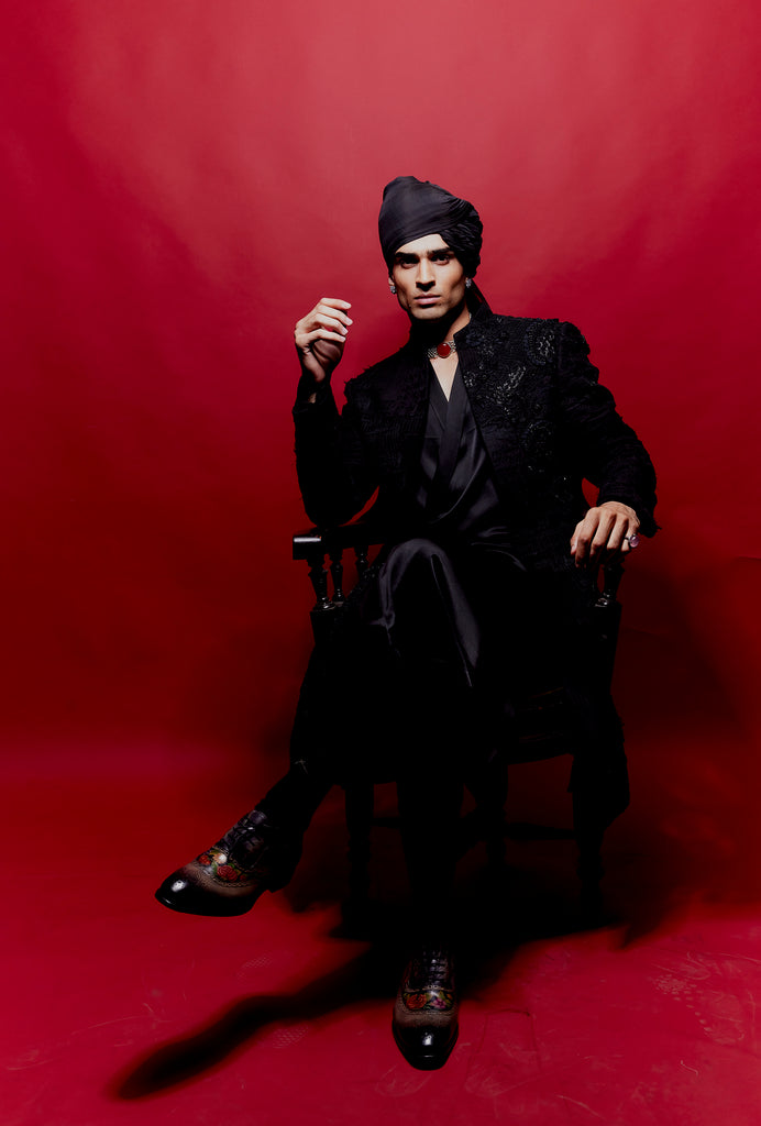 Shadded Sherwani with placement embroidery set