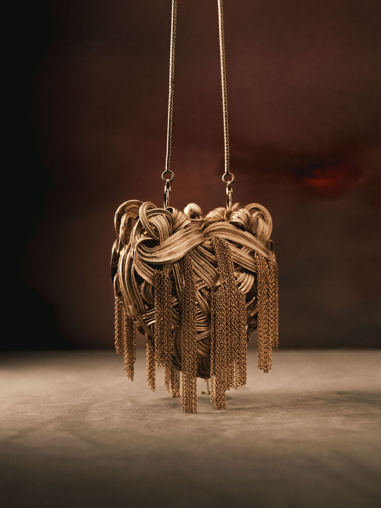 Gold Knitted Heart Bag