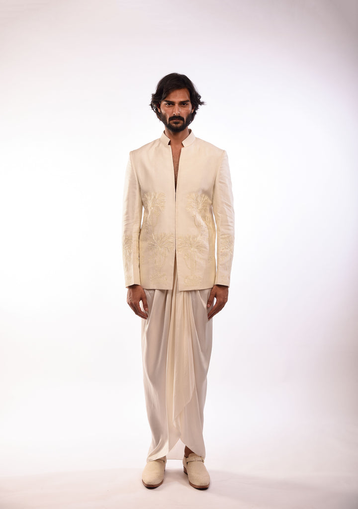 Tree Placement Embroidery Bandhgala Set