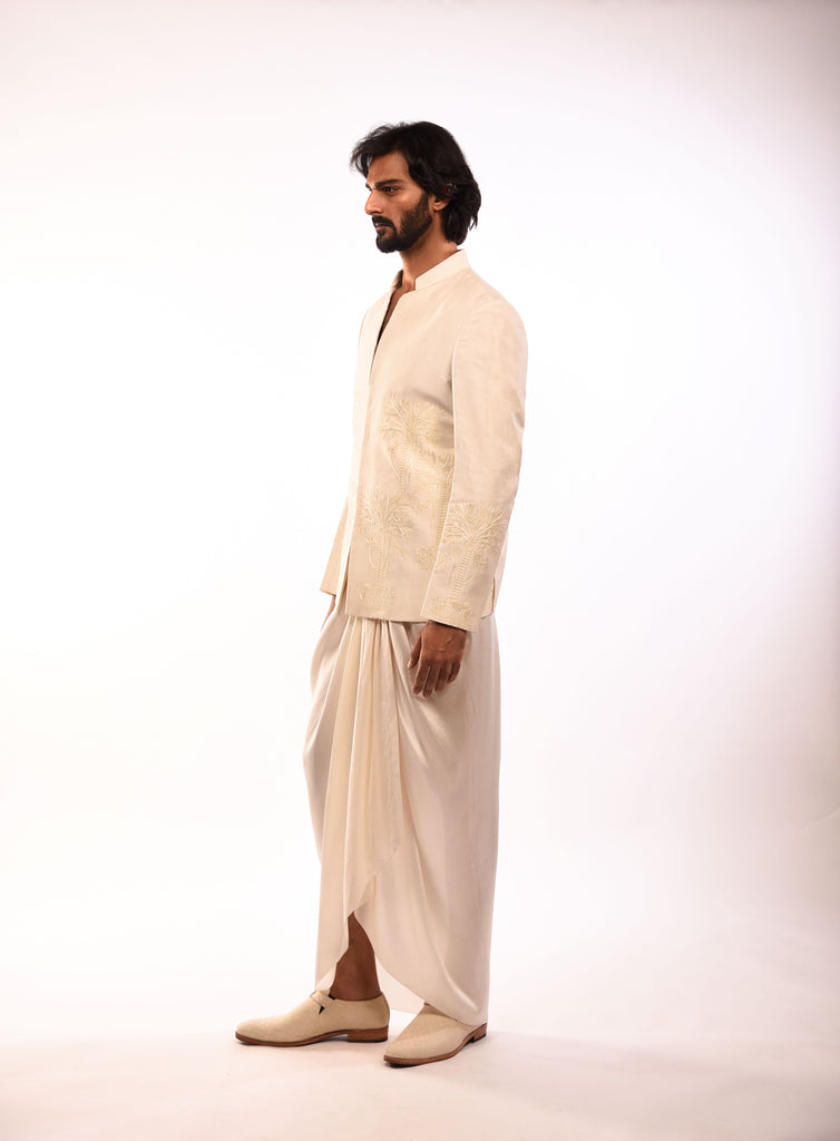 Tree Placement Embroidery Bandhgala Set