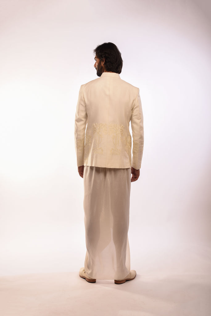 Tree Placement Embroidery Bandhgala Set