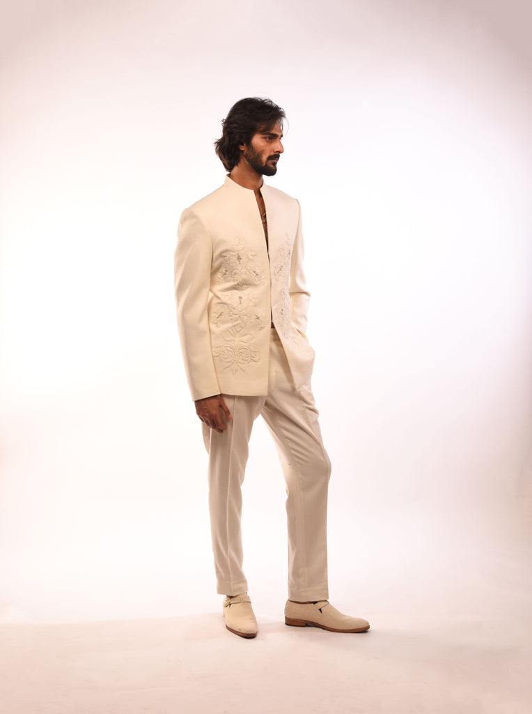 Placement Embroidery Bandhgala Set