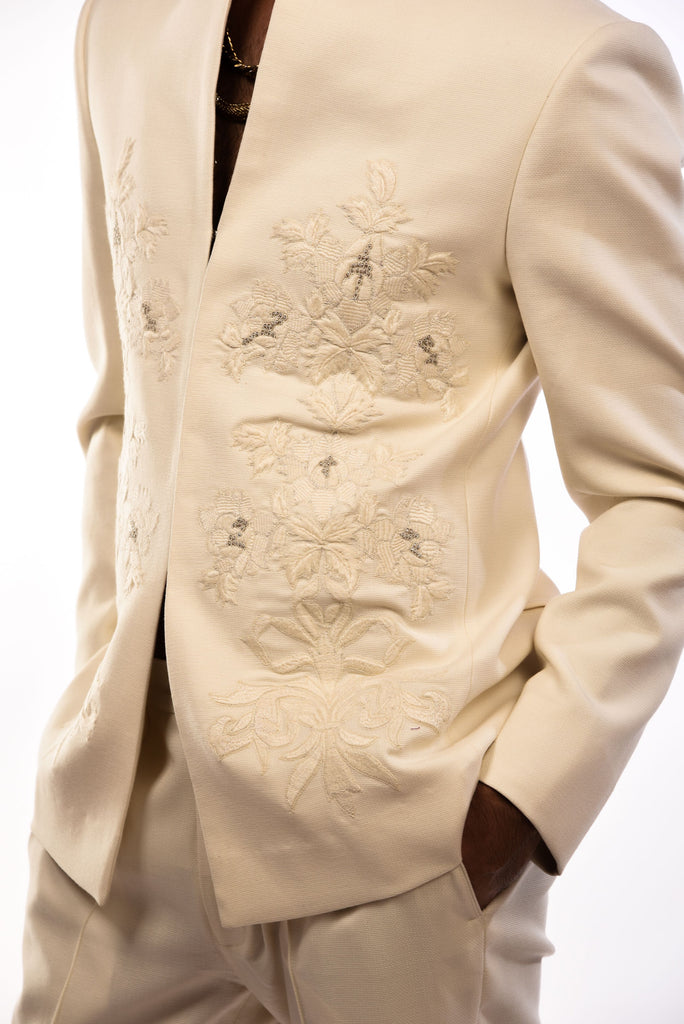 Placement Embroidery Bandhgala Set