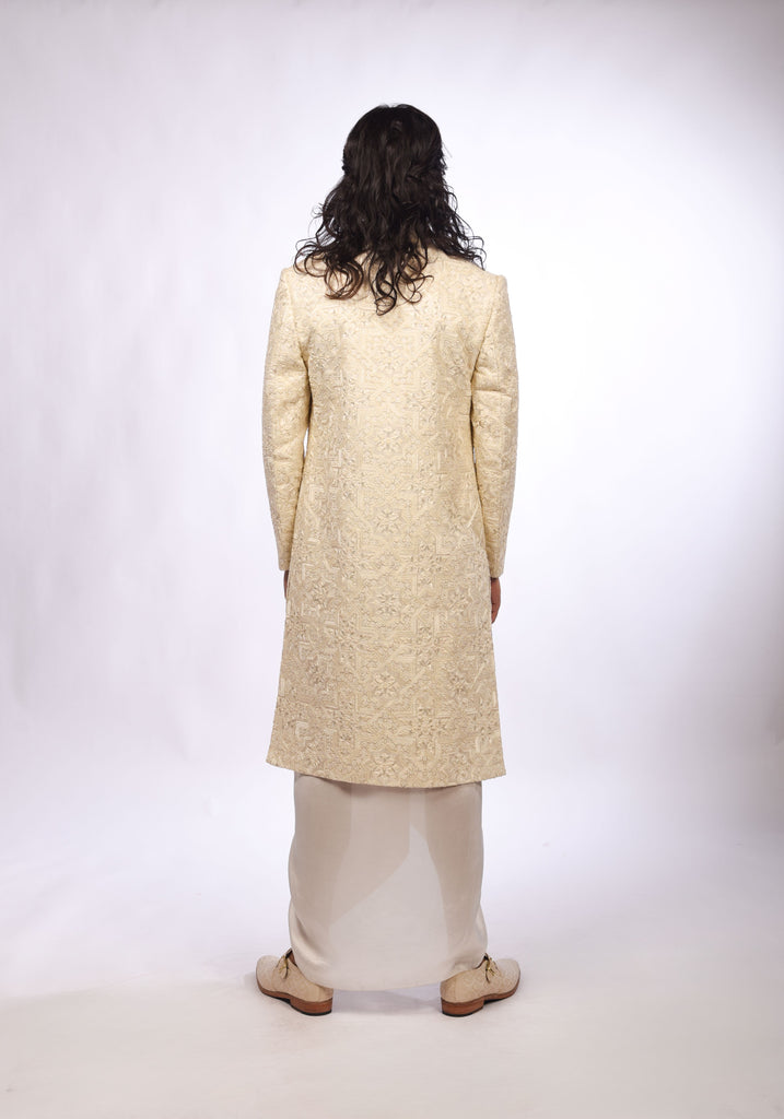 Geometric Knot Embroidery Achkan Set