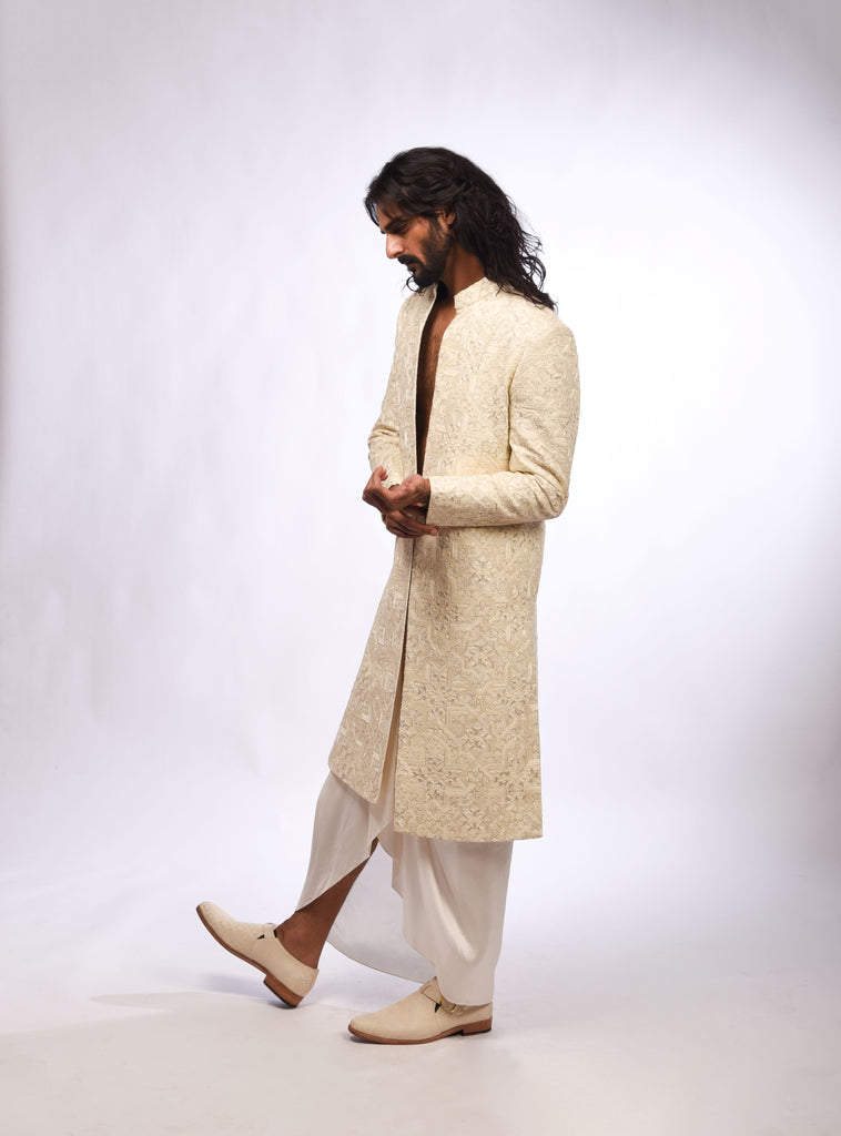 Geometric Knot Embroidery Achkan Set