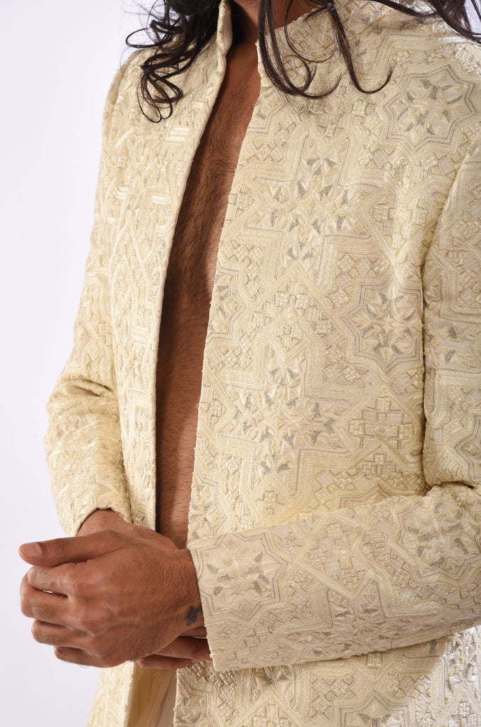 Geometric Knot Embroidery Achkan Set