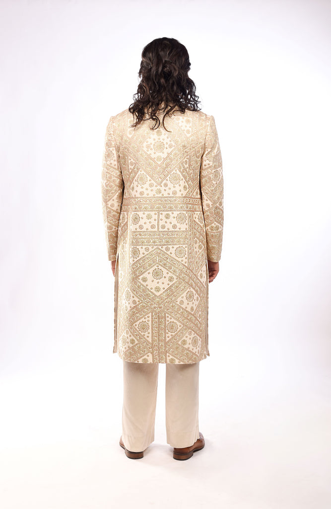 Geometric Dori Embroidery Achkan Set