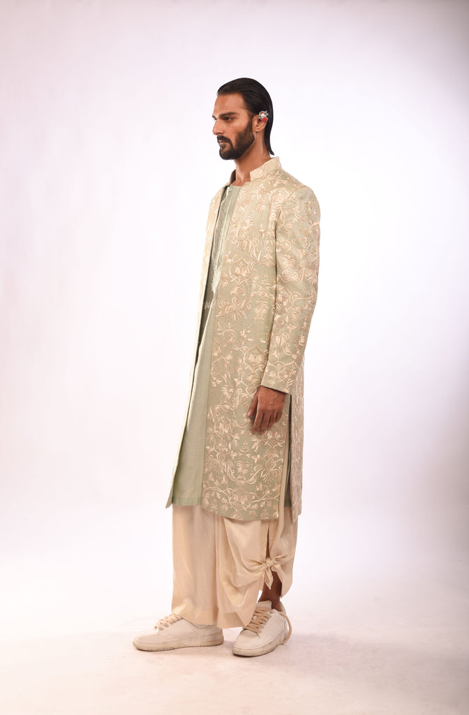 Gara Embroidery Sherwani Set