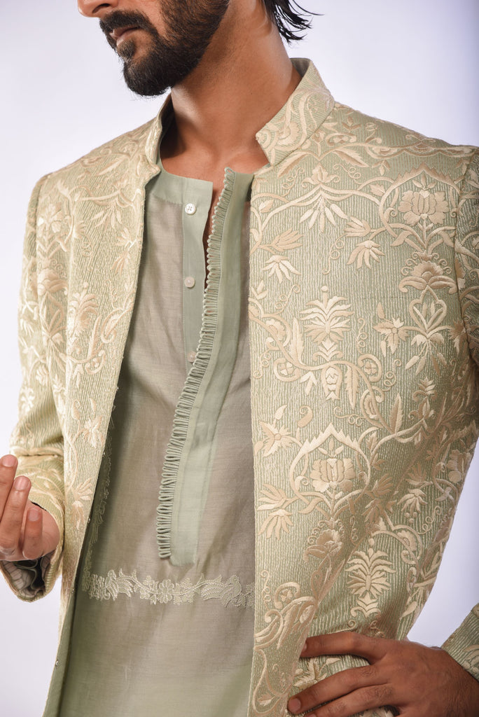 Gara Embroidery Sherwani Set