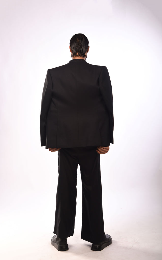 Black Suiting Bandhgala Set