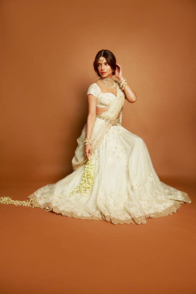 Organza Chikankari Lehenga Set