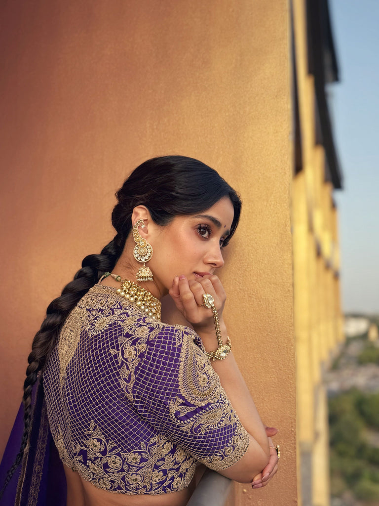 Purple organza lehenga Set