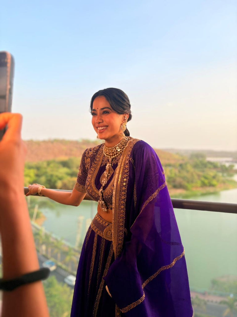 Purple organza lehenga Set