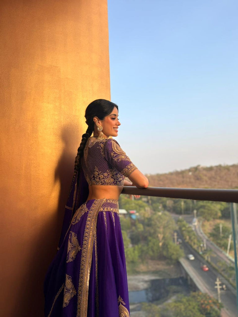 Purple organza lehenga Set