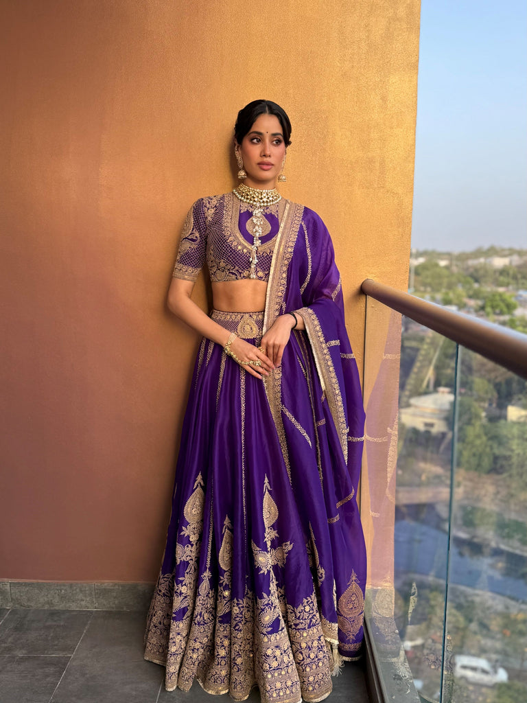 Purple organza lehenga Set