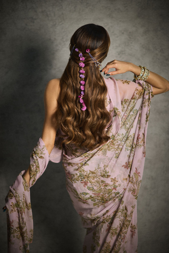 Printed Shiffon One Shoulder Draped Dress