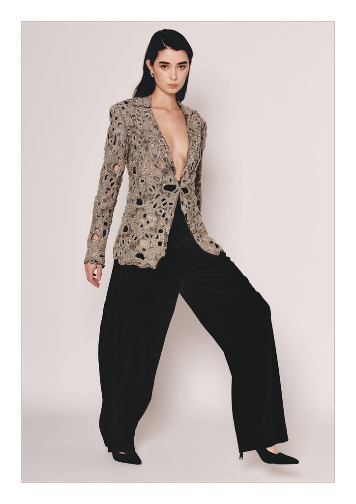 Metallic Cutwork Jacket Set