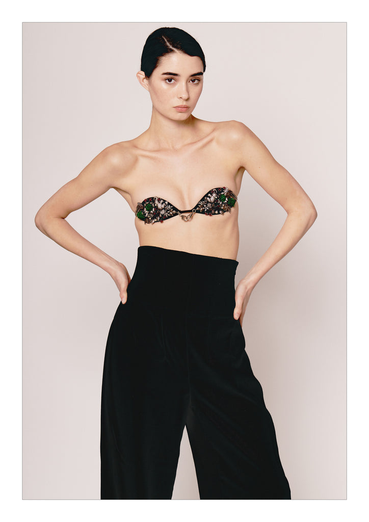 Metal Embellished Bra Set