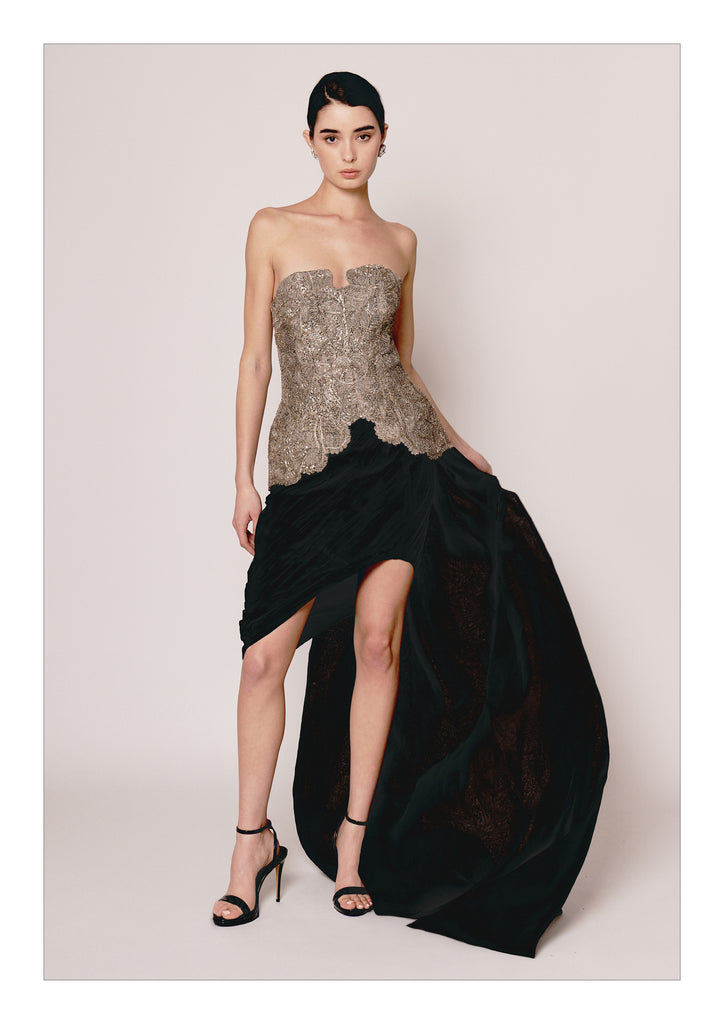 Zardozi Corset with Draped Skirt