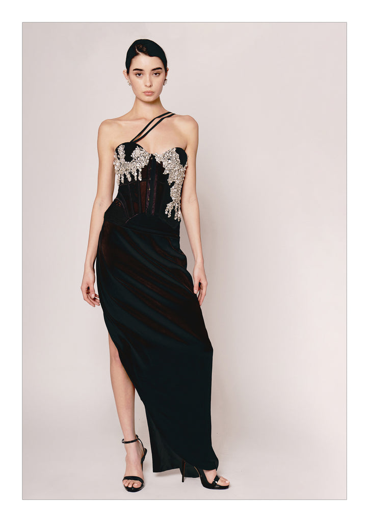 Black Crystal Corset Dress