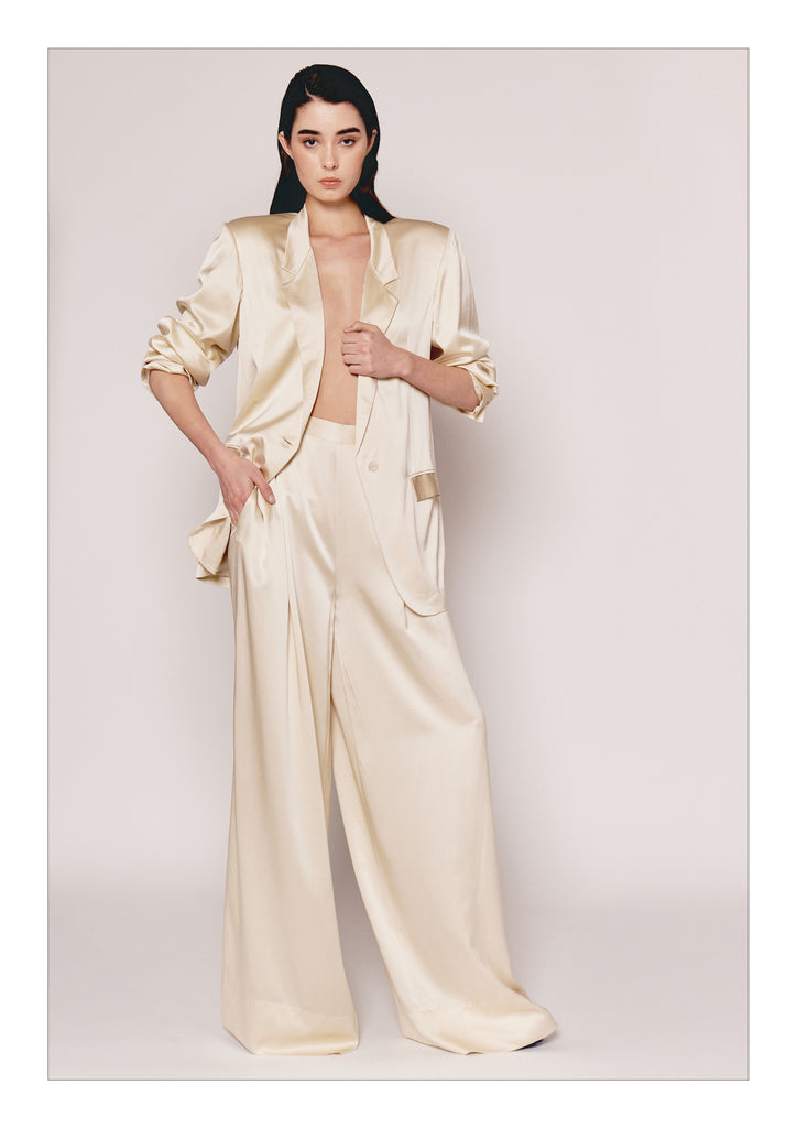 Ivory Satin Tailored Set