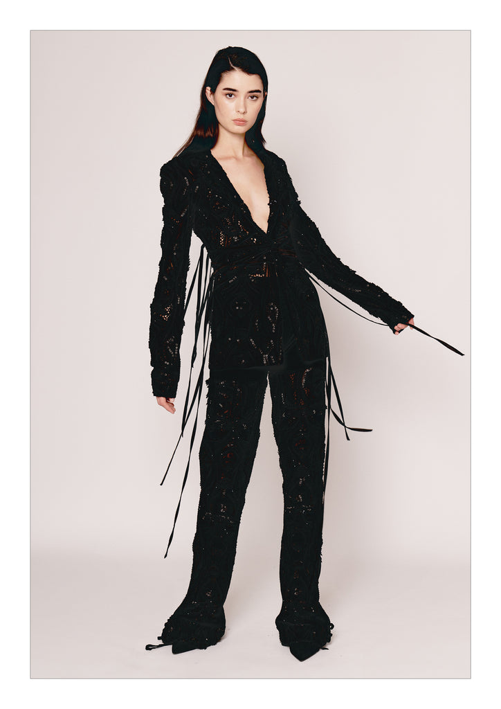 Deconstructed Lace Jacket Set