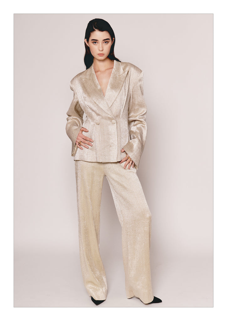 Double-Breasted Metallic Set