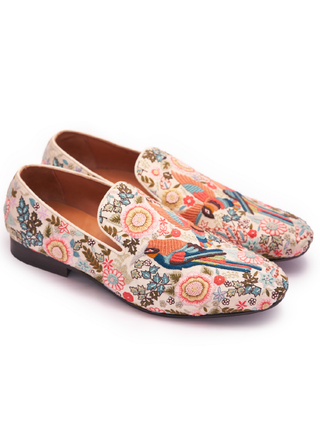 Bird Embroidery Slipon Shoes