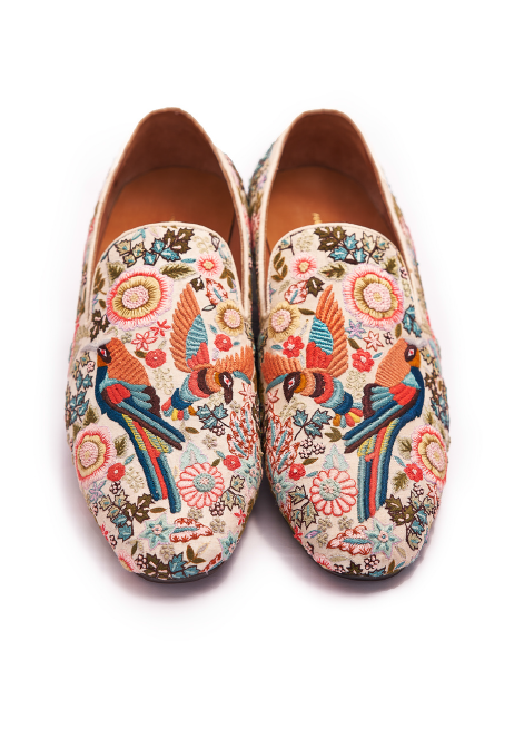 Bird Embroidery Slipon Shoes