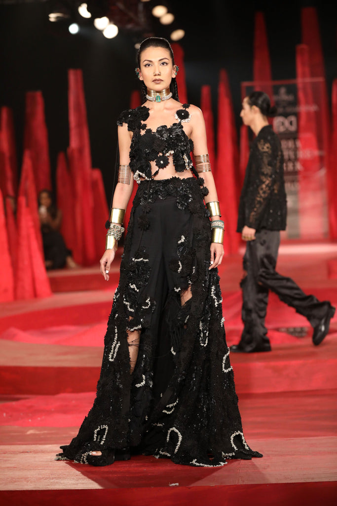 Floral draped lahenga set