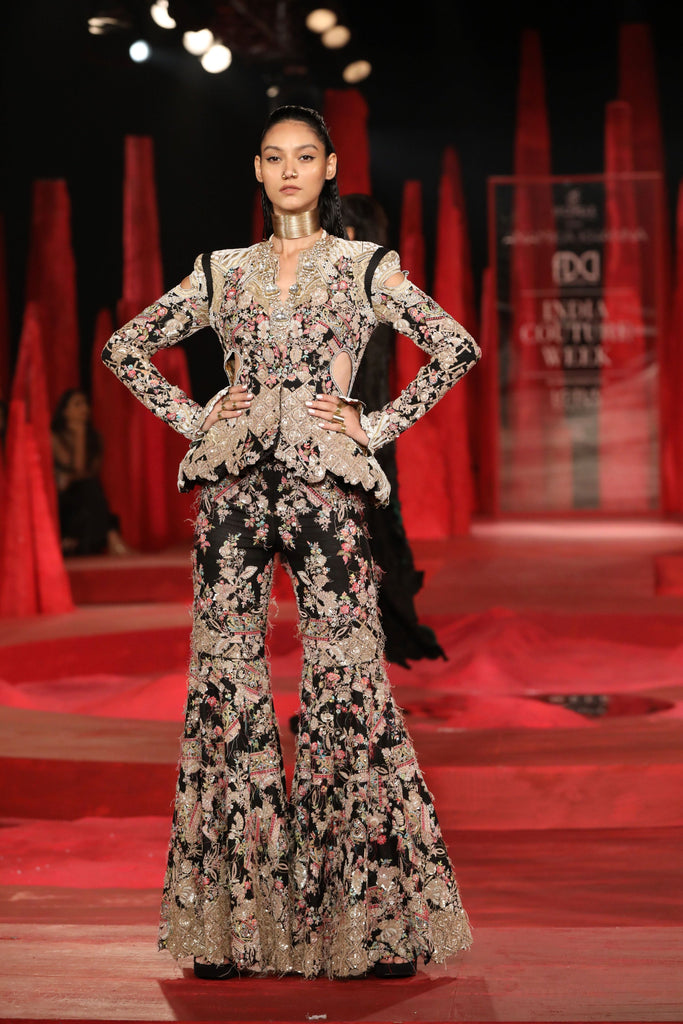 Resham floral zardosi jacket set