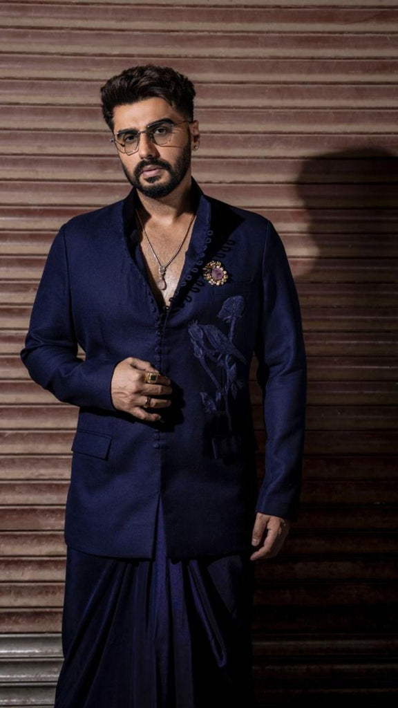 Navy Bird Patch Bandhgala Set