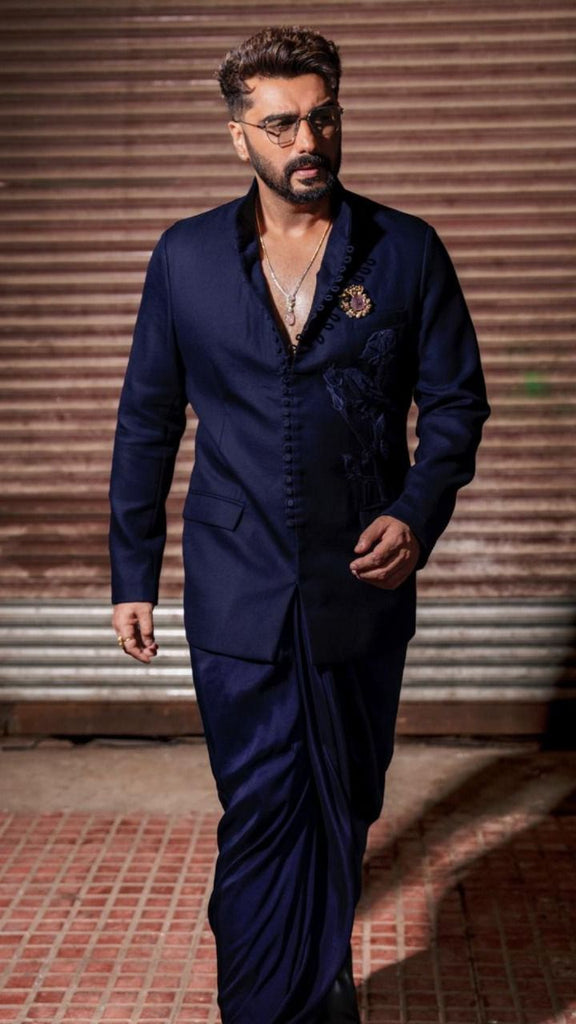 Navy Bird Patch Bandhgala Set