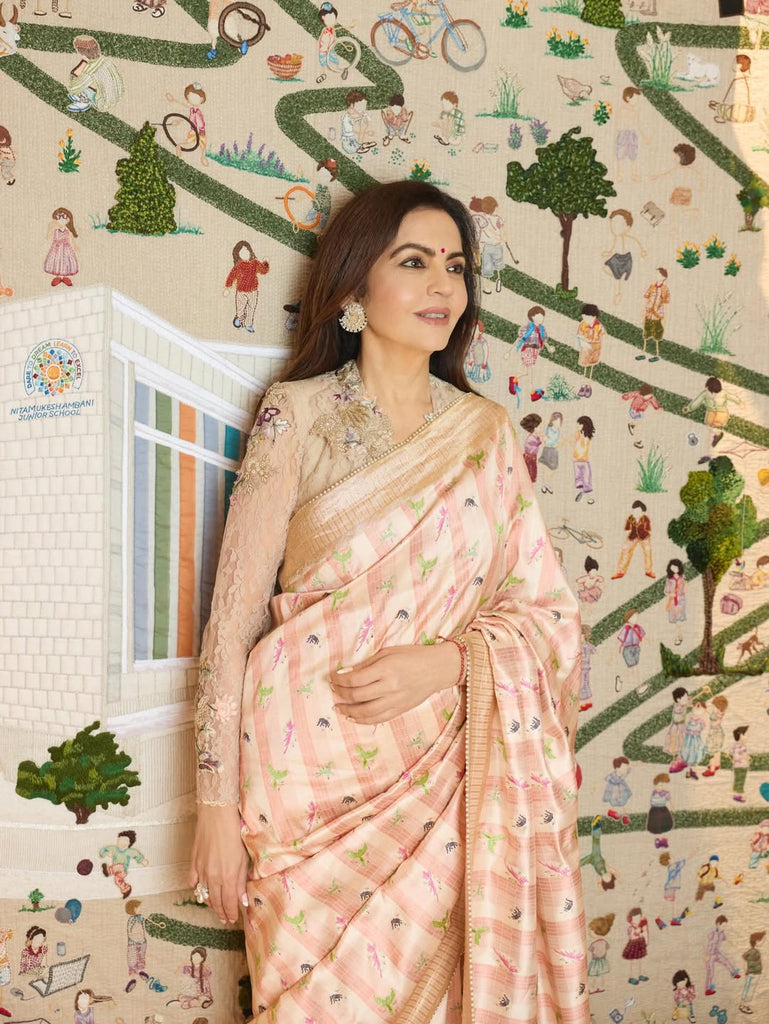 Chantilly floral zardozi jacket style blouse with saree