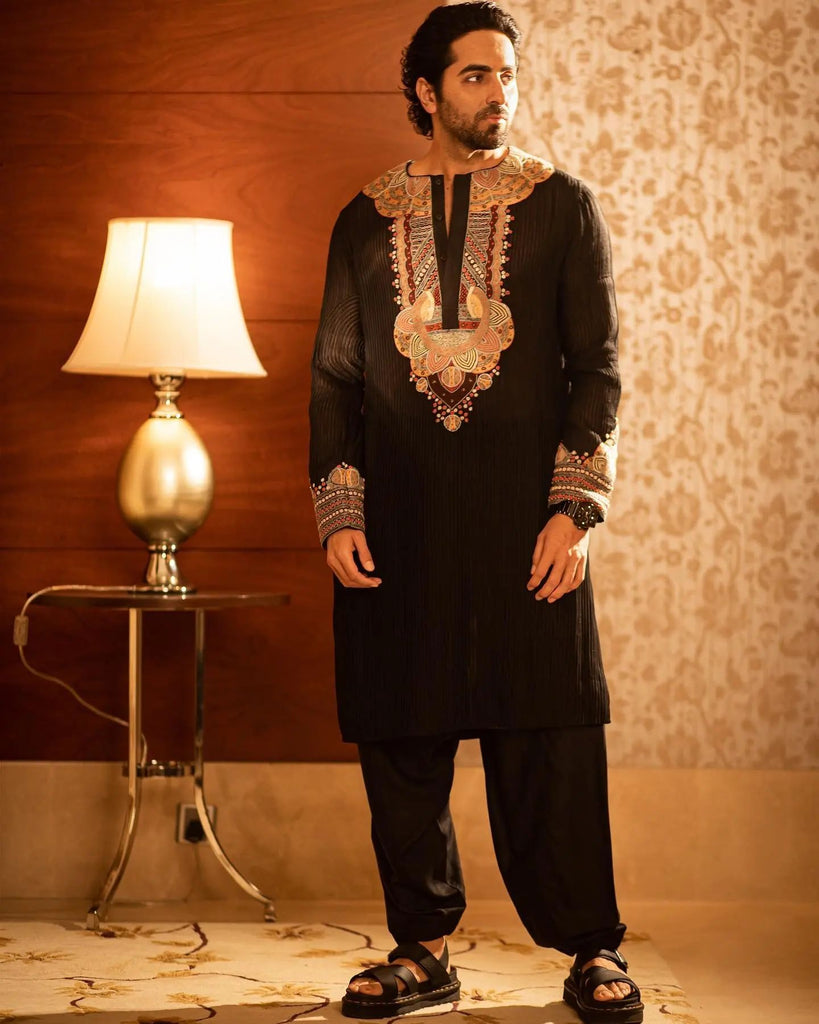 Tribal Yoke Strips Kurta Set