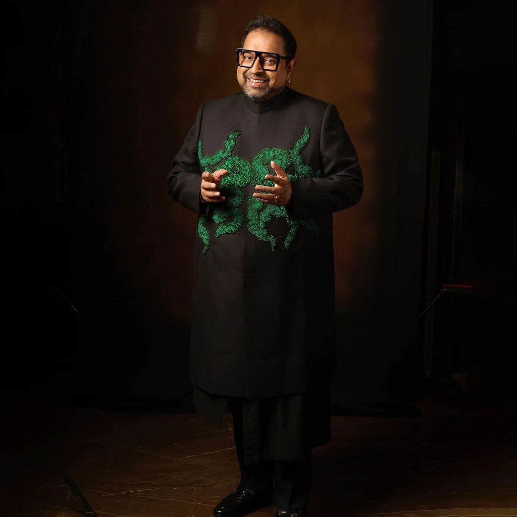 Emerald Beadwork Achkan Set