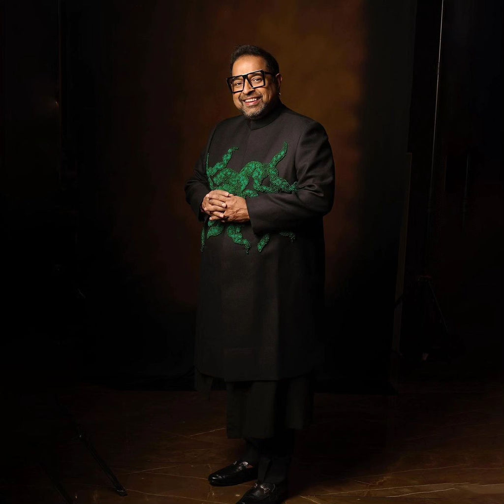 Emerald Beadwork Achkan Set