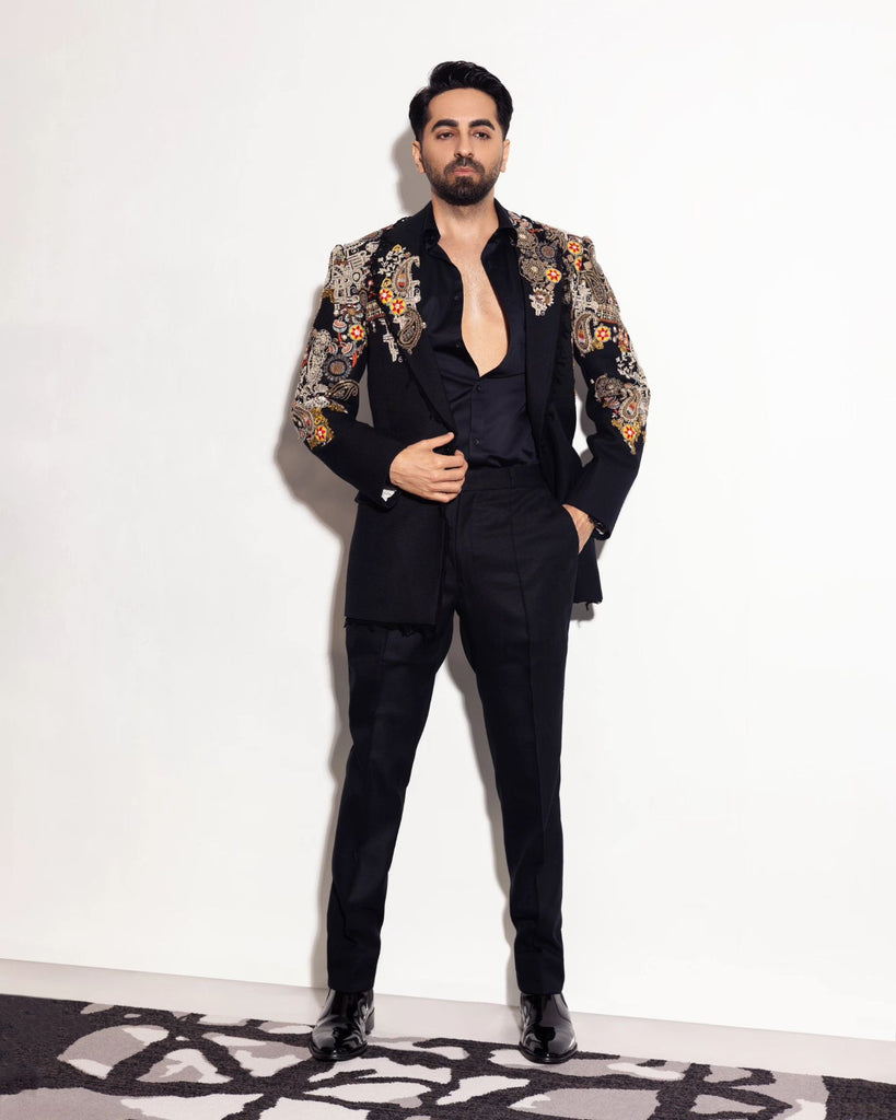 Black Trible Placement Blazer set