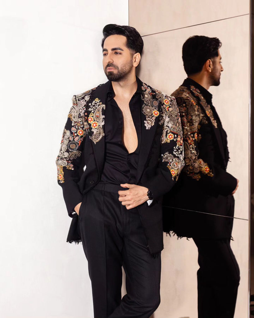 Black Trible Placement Blazer set