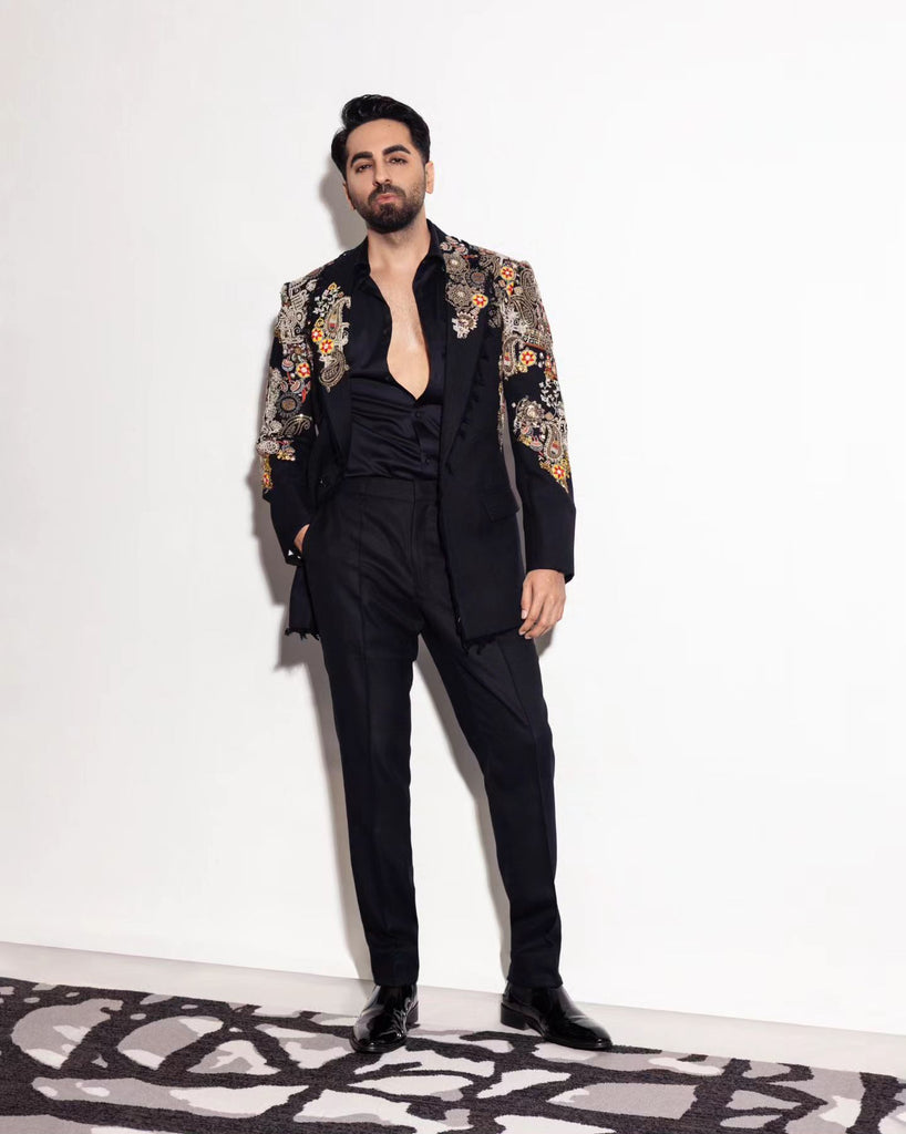 Black Trible Placement Blazer set