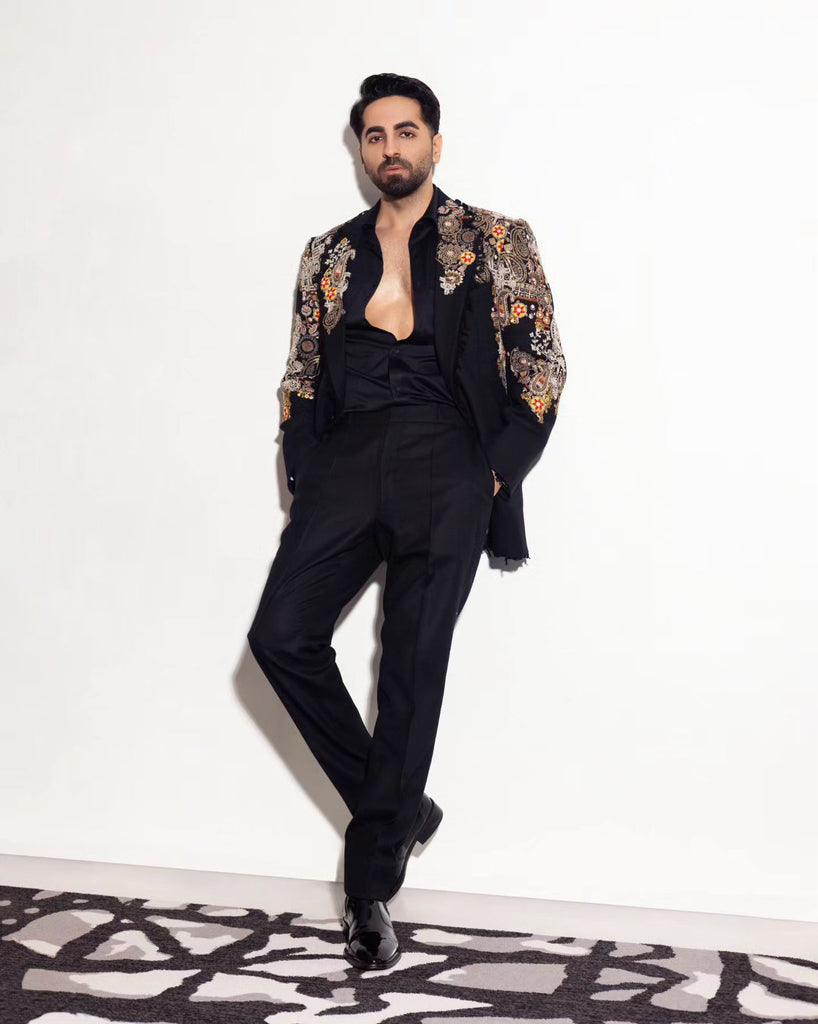 Black Trible Placement Blazer set